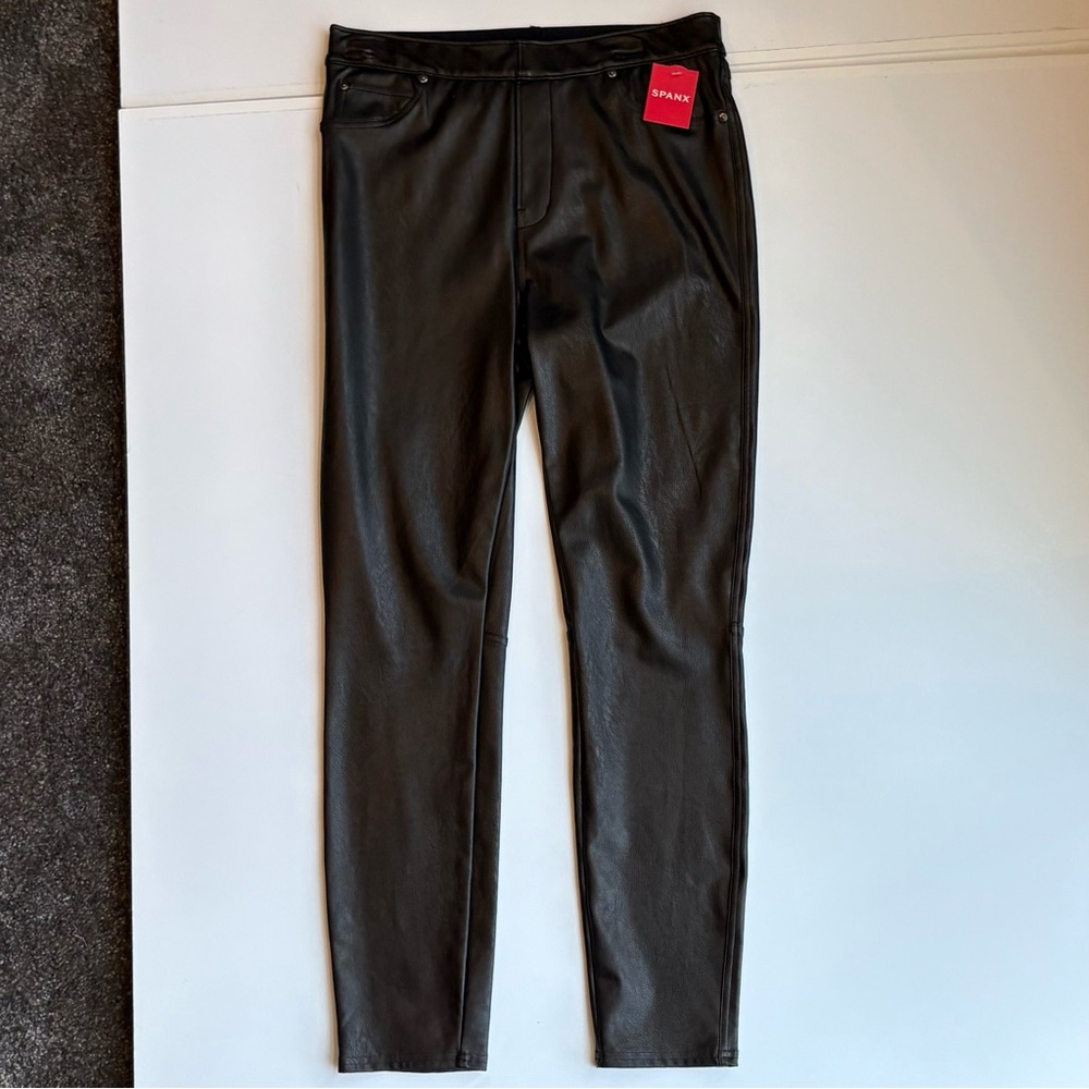 SPANX Leather-like Ankle Skinny Pants Black